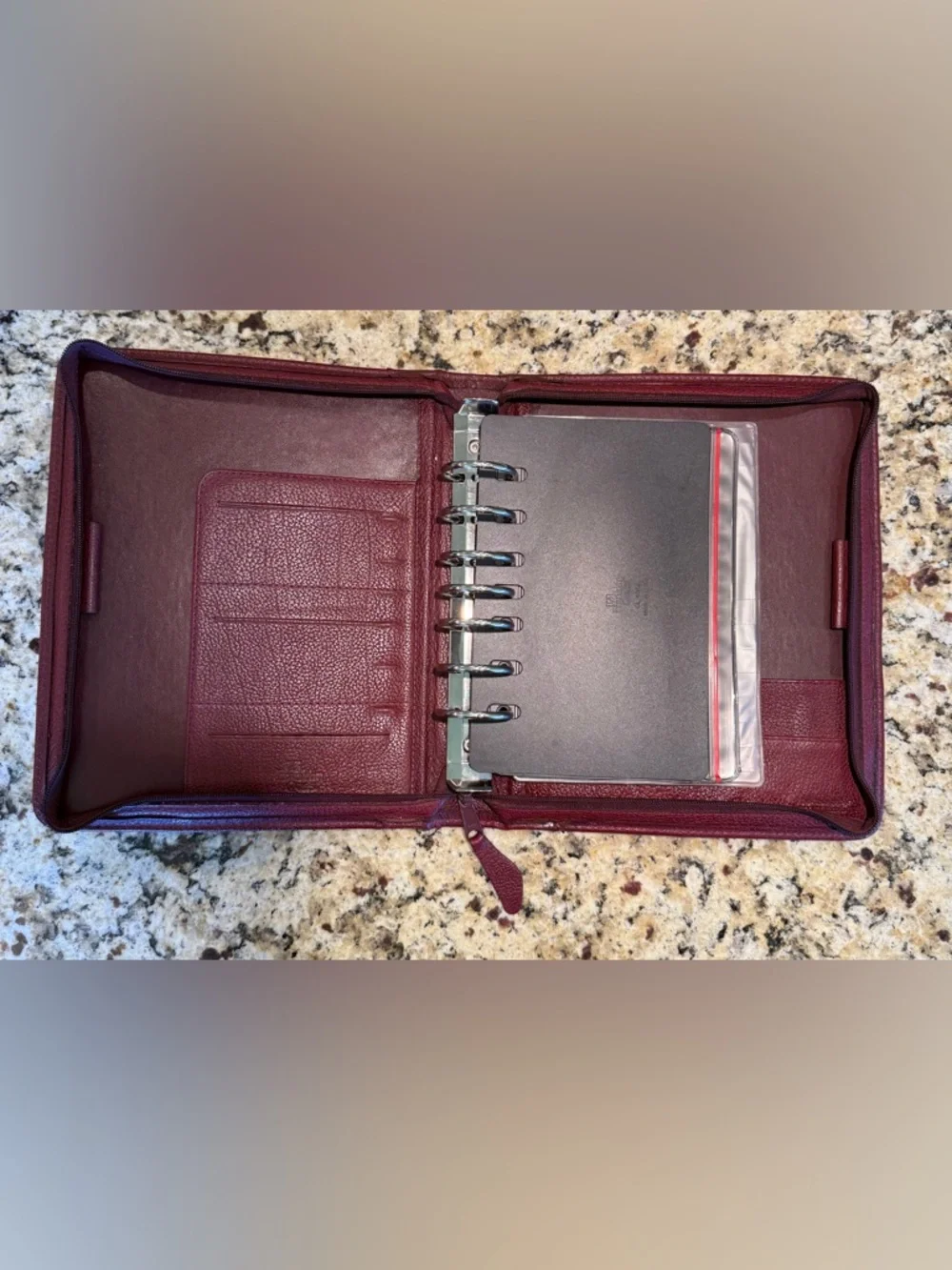 Franklin Covey Quest Burgundy Leather Zip Binder Planner 7 Ring